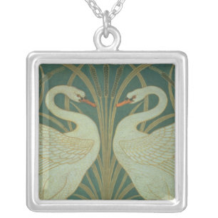 Wallpaper Design for panel of "Swan, Rush & Iris" Silver Plated Necklace
