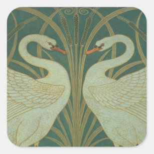 Wallpaper Design for panel of "Swan, Rush & Iris" Square Sticker