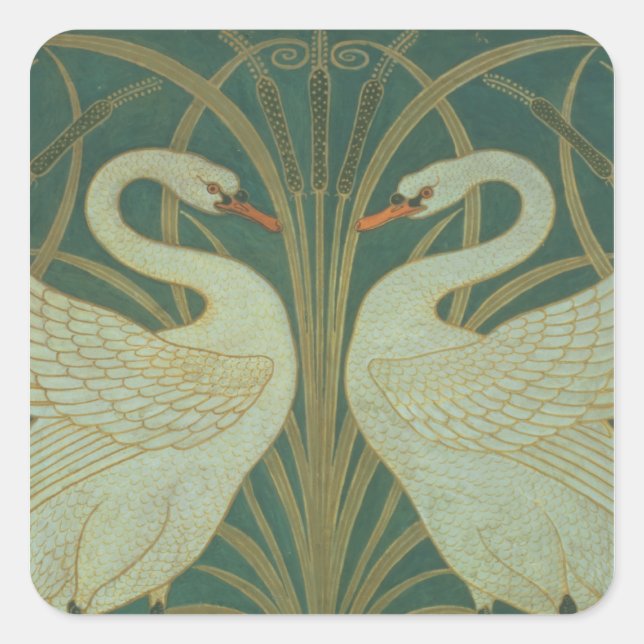 Wallpaper Design for panel of "Swan, Rush & Iris" Square Sticker (Front)