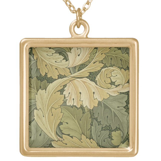 Wallpaper Design with Acanthus/Woodland colours, 1 Gold Plated Necklace (Front)