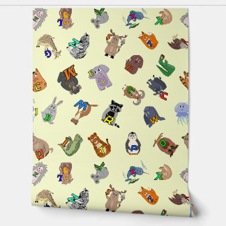Wallpaper Educational print with a fun animal alph Wallpaper