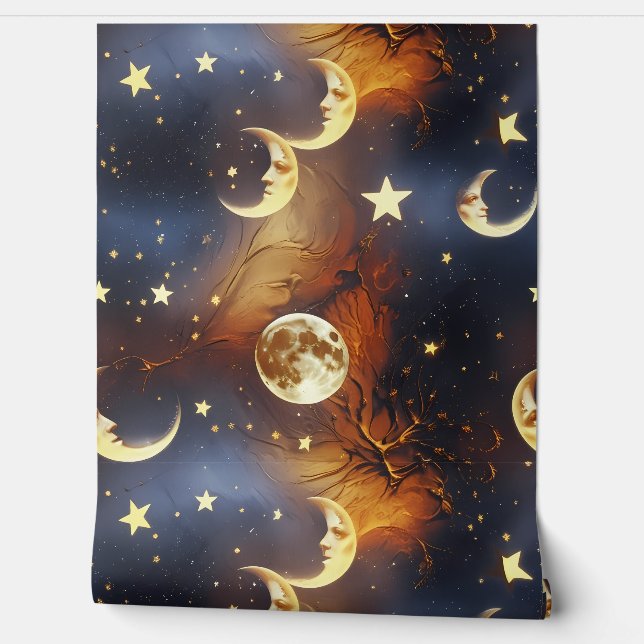 Wallpaper - Fiery Orange Celestial Moon Wallpaper (Unrolling)