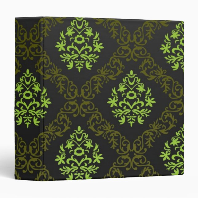 Wallpaper Floral Green 3 Ring Binder (Front/Spine)