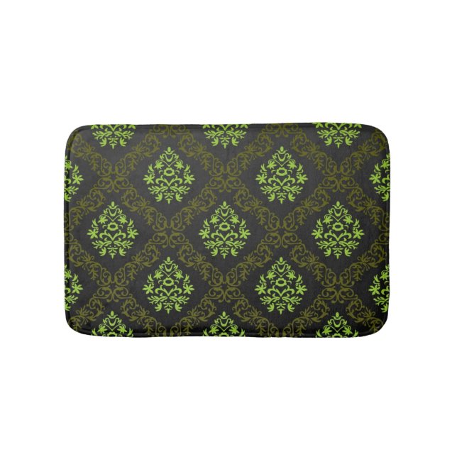 Wallpaper Floral Green Bathroom Mat (Front)