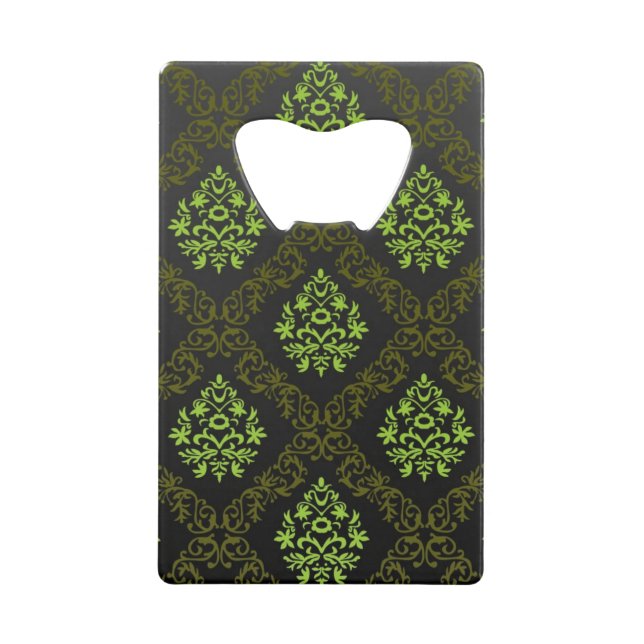 Wallpaper Floral Green Credit Card Bottle Opener (Front)