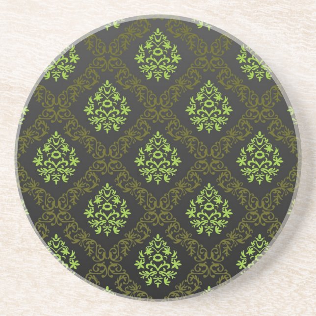 Wallpaper Floral Green Drink Coaster (Front)