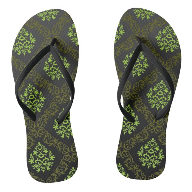 Wallpaper Floral Green Flip Flops (Footbed)