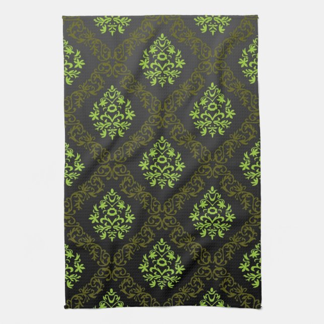 Wallpaper Floral Green Kitchen Towel (Vertical)