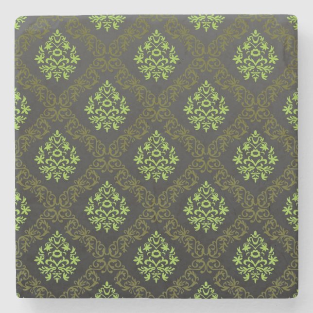 Wallpaper Floral Green Stone Coaster (Front)