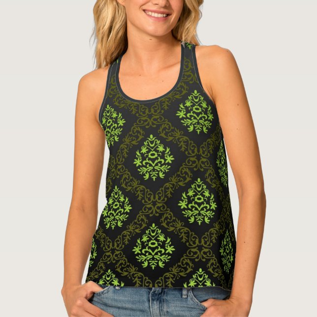 Wallpaper Floral Green Tank Top (Front)