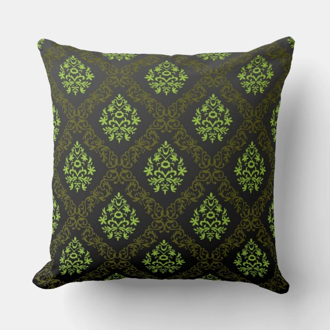 Wallpaper Floral Green Throw Pillow (Front)