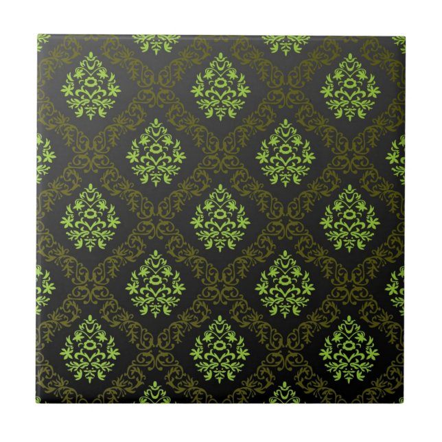 Wallpaper Floral Green Tile (Front)