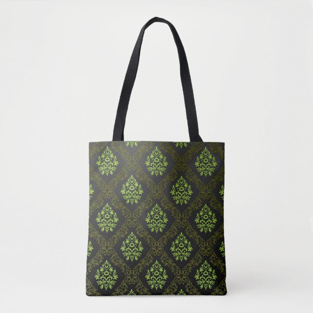 Wallpaper Floral Green Tote Bag (Front)