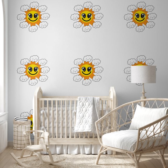 Wallpaper Happy Sun with Clouds  (Kids)