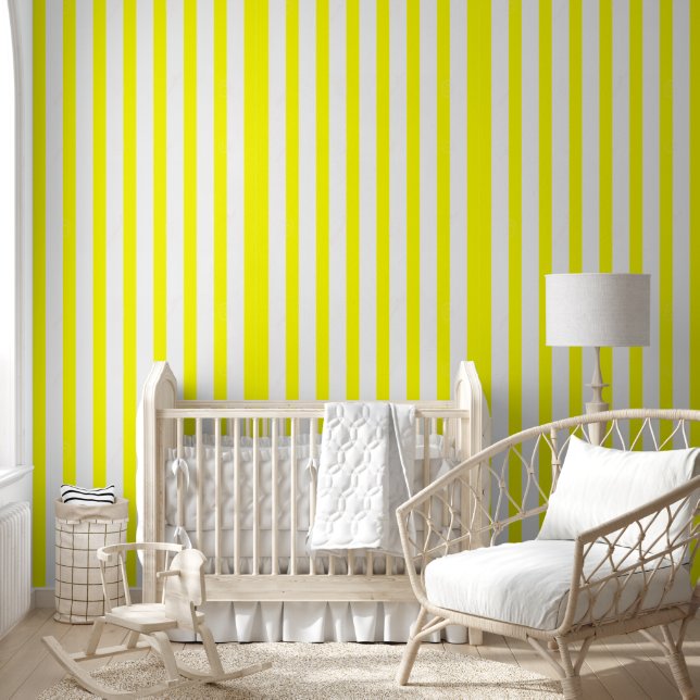 Wallpaper Happy Yellow & White Stripe Wallpaper (Kids)