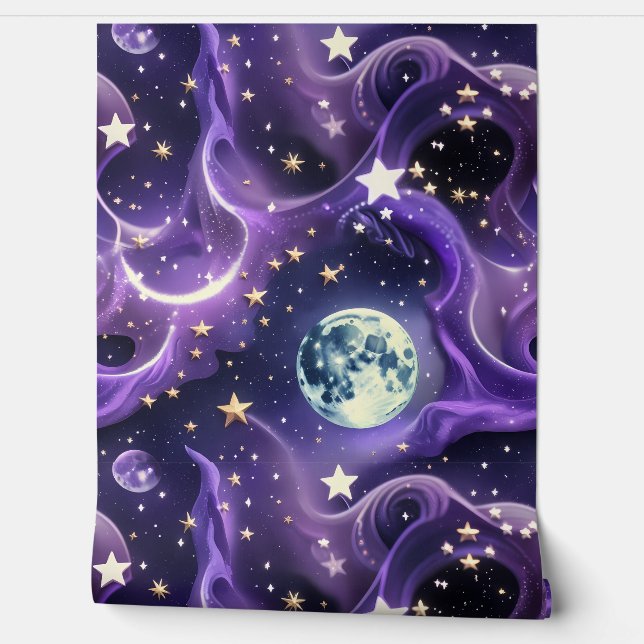 Wallpaper - Lavender Purple Celestial Moon Wallpaper (Unrolling)