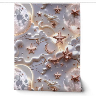 Wallpaper - Luxury Marble White Celestial Moon