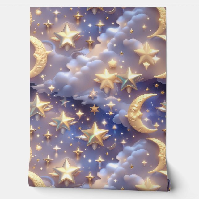 Wallpaper - Luxury White Celestial Moon (Unrolling)