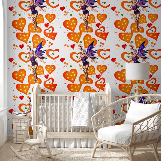 Wallpaper Orange Hearts Fairy  (Kids)