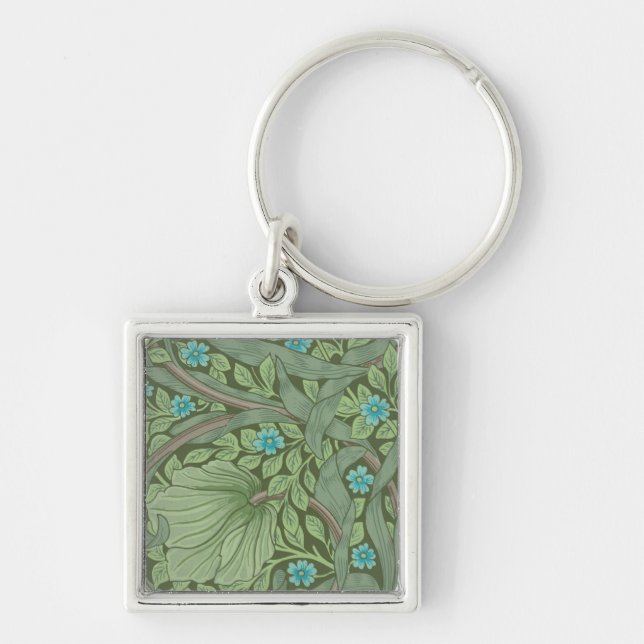 Wallpaper Pattern Sample with Forget-Me-Nots Keychain (Front)