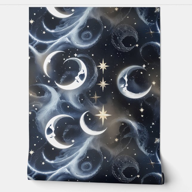 Wallpaper - Platinum Silver Celestial Moon Wallpaper (Unrolling)