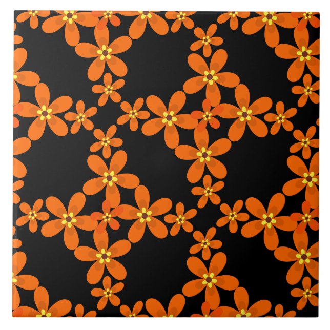 wallpaper retro orange 1970 ceramic tile (Front)