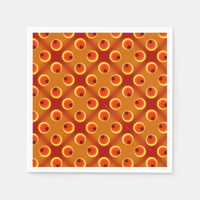 wallpaper retro orange ,red 1970 napkins (Front)