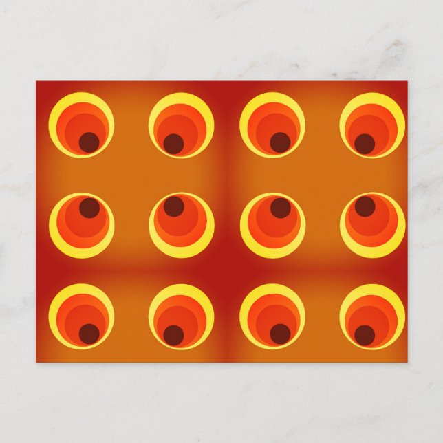wallpaper retro orange ,red 1970 postcard (Front)