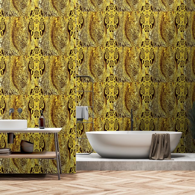 Wallpaper - Saffron Swirl & Midnight Whispers (Bathroom)