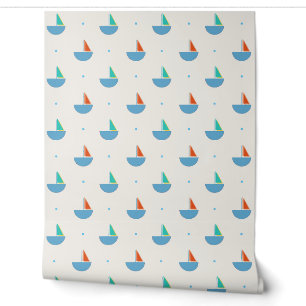Wallpaper with boats for kids' room