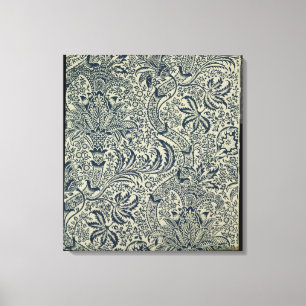 Wallpaper with navy blue seaweed style design canvas print