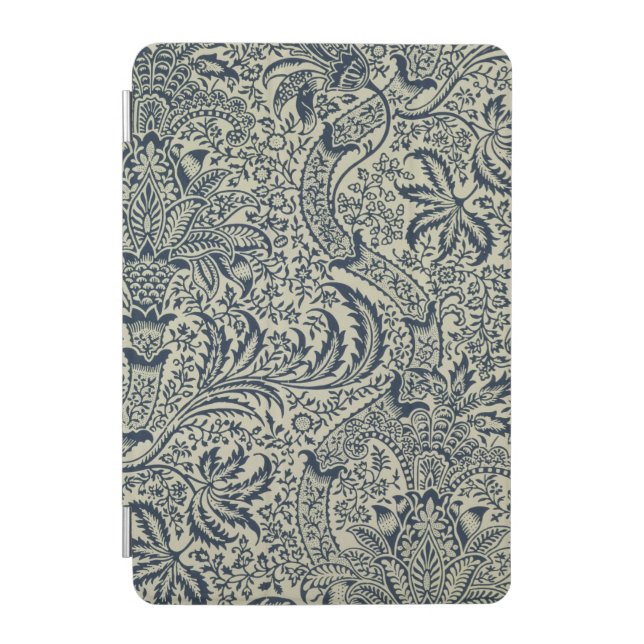 Wallpaper with navy blue seaweed style design iPad mini cover (Front)