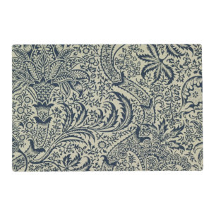 Wallpaper with navy blue seaweed style design placemat