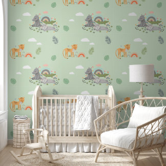 Wallpaper with pattern wild African animals.