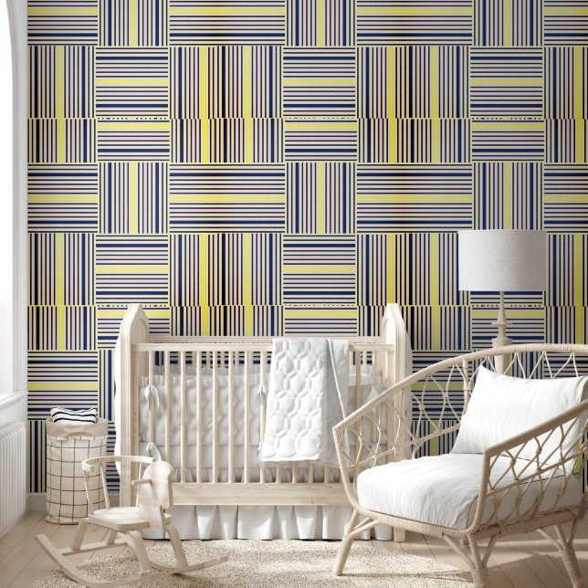 Wallpaper Yellow & Blue Stripe Wallpaper (Kids)