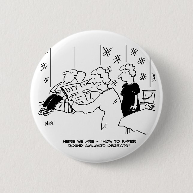 Wallpapering and Home Decorating Cartoon Button (Front)