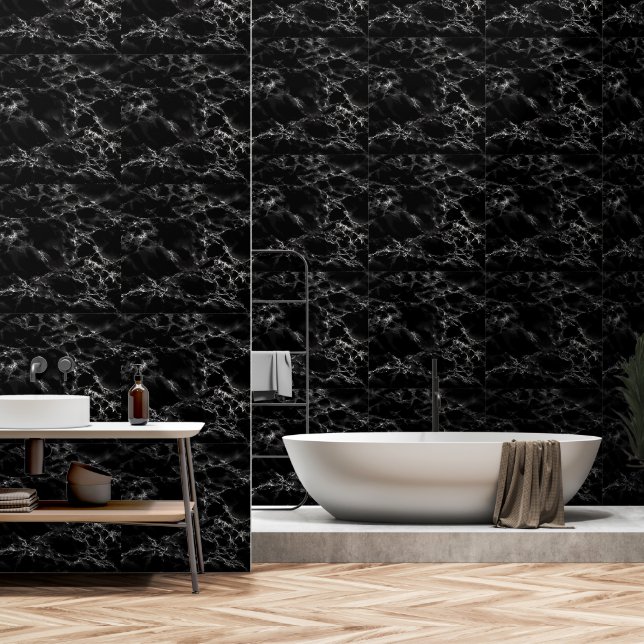 Wallpapers with Faux Black Marble (Bathroom)