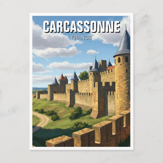 Walls of Carcassonne France Travel Postcard (Front)