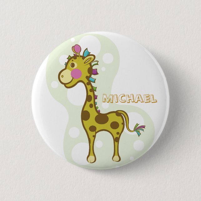 Wally the Giraffe Character Button (Front)