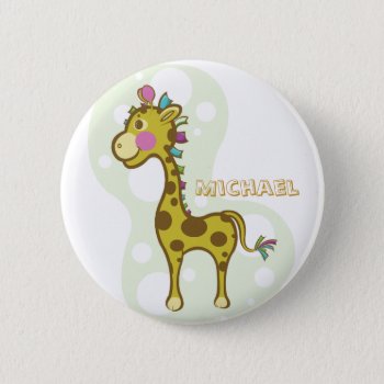 Wally The Giraffe Character Button by paper_robot at Zazzle