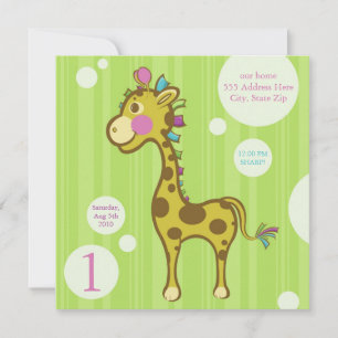 Wally the Giraffe Kids Birthday Party Invitation