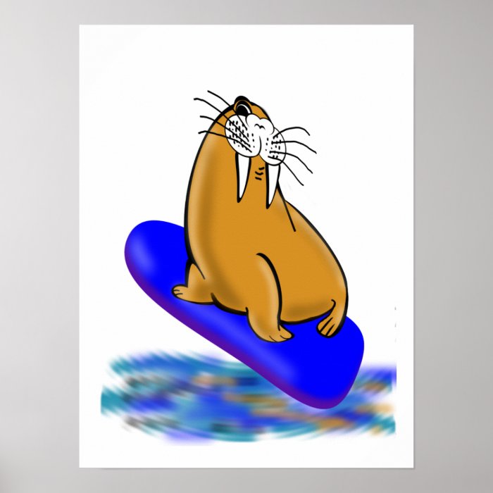 Wally The Walrus Goes Surfing Print