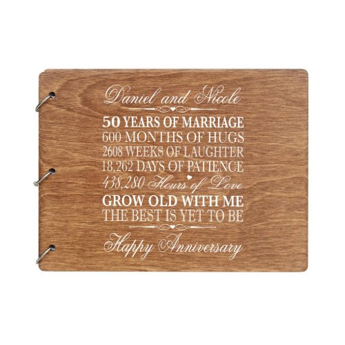 Walnut 50 Year Wedding Anniversary Guest Book