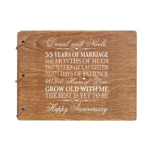 Walnut 55 Year Wedding Anniversary Guest Book