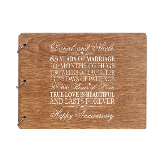 Walnut 65 Year Wedding Anniversary Guest Book (Front)