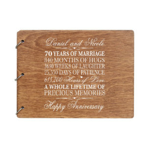 Walnut 70 Year Wedding Anniversary Guest Book