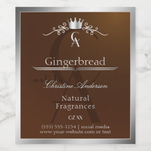 Walnut Brown Product Label Silver Frame Monogram