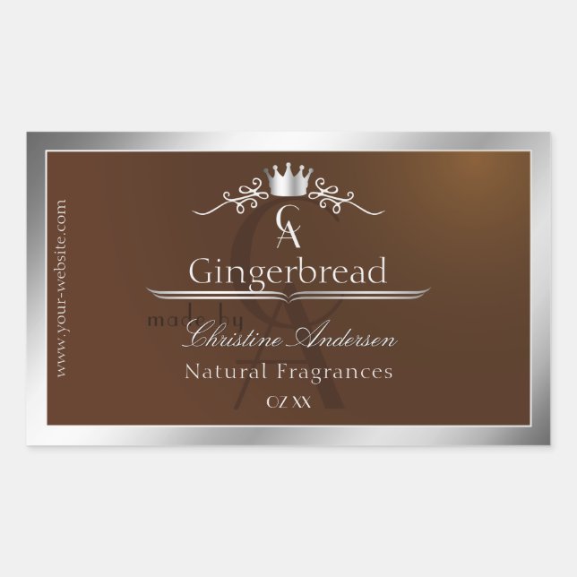 Walnut Brown Product Label Silver Frame Monogram (Front)
