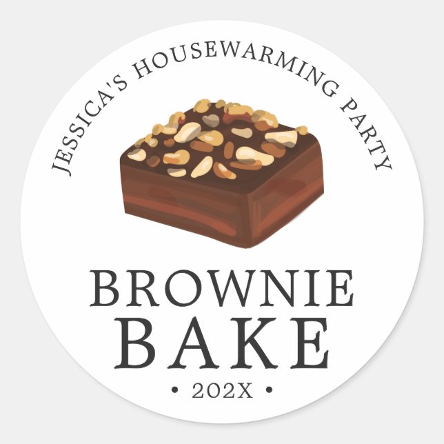 Walnut Brownie | Bake-Themed Party Classic Round Sticker (Front)