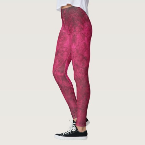 Walnut burl in Raspberry Pink textured Leggings